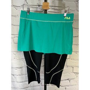 Fila Teal and Black Leggings Skirt Combo
